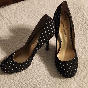 Jessica Simpson Black and White Polka Dot Heels